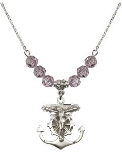 N30 Birthstone Necklace 5685 - Anchor Crucifix Available in 15 Colors
