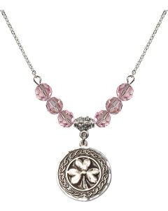 N30 Birthstone Necklace 5106 - Shamrock w/ Celtic Border Available in 15 Colors