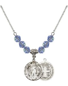N30 Birthstone Necklace 0026B - St. Benedict Available in 15 Colors