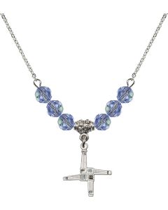 N30 Birthstone Necklace 0290 - St. Brigid Cross Available in 15 Colors