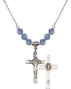N30 Birthstone Necklace 0625 - St Benedict Crucifix Available in 15 Colors