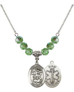 N30 Birthstone Necklace 8076--11 - St. Michael/1St Responder Available in 15 Colors