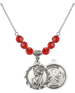 N30 Birthstone Necklace 0192--5 - St. Christopher / Nat'l Guard Available in 15 Colors