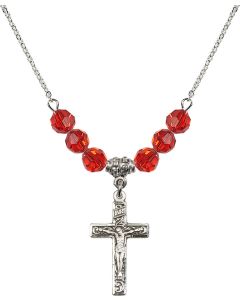 N30 Birthstone Necklace 0673 - Crucifix Available in 15 Colors