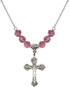 N30 Birthstone Necklace 0662 - Crucifix Available in 15 Colors