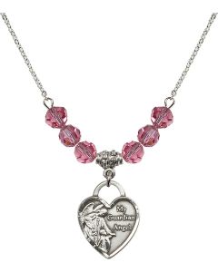N30 Birthstone Necklace 3202 - Guardian Angel Heart Available in 15 Colors