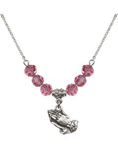 N30 Birthstone Necklace 4219 - Praying Hands Available in 15 Colors