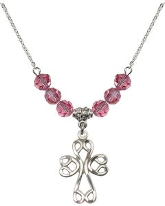 N30 Birthstone Necklace 5998 - Scroll Cross Available in 15 Colors