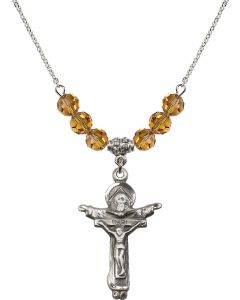 N30 Birthstone Necklace 0065 - Trinity Crucifix Available in 15 Colors