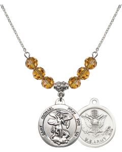N30 Birthstone Necklace 0342--2 - St. Michael / Army Available in 15 Colors