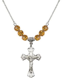 N30 Birthstone Necklace 0659 - Crucifix Available in 15 Colors