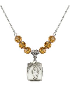 N30 Birthstone Necklace 0804F - O/L of Guadalupe Available in 15 Colors