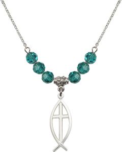 N30 Birthstone Necklace 4252 - Fish / Cross Available in 15 Colors