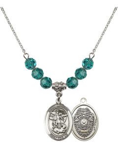 N30 Birthstone Necklace 8076--13 - St. Michael the Archangel/Policeman Available in 15 Colors