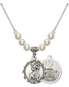 N31 Birthstone Necklace 0192--1 - St. Christopher / Air Force