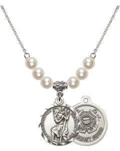 N31 Birthstone Necklace 0192--3 - St. Christopher / Coast Guard