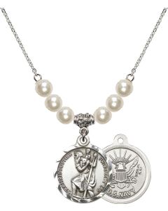 N31 Birthstone Necklace 0192--6 - St. Christopher / Navy