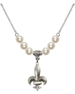 N31 Birthstone Necklace 0294 - Fleur de Lis