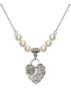 N31 Birthstone Necklace 3207 - Footprints Heart
