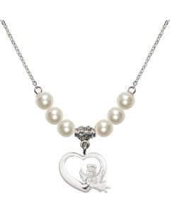 N31 Birthstone Necklace 4206 - Heart / Guardian Angel