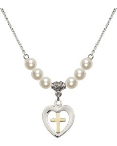 N31 Birthstone Necklace 4247 - Heart / Cross