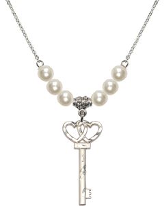 N31 Birthstone Necklace 6213 - Small Key w/Double Hearts