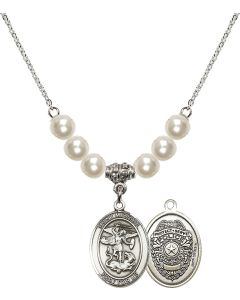 N31 Birthstone Necklace 8076--13 - St. Michael the Archangel/Policeman