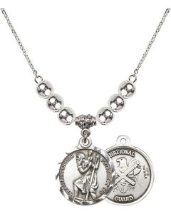 N32 Birthstone Necklace 0192--5 - St. Christopher / Nat'l Guard