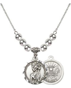 N32 Birthstone Necklace 0192--6 - St. Christopher / Navy