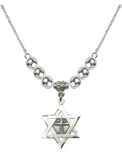 N32 Birthstone Necklace 1210Y - Star of David w/ Cross