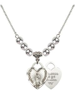 N32 Birthstone Necklace 3209 - O/L of Guadalupe Heart / Recuerdo