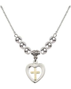 N32 Birthstone Necklace 4247 - Heart / Cross
