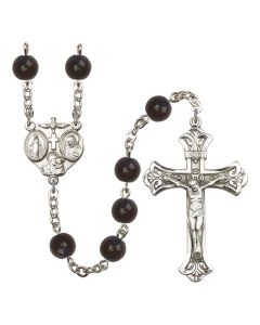 3-Way R0938 8mm Rosary Black Onyx Plated