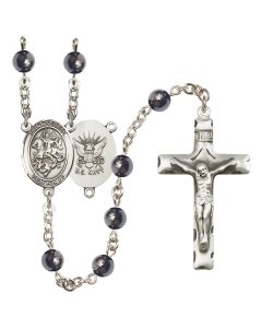 Saint George/Navy R6002-8040--6 6mm Rosary