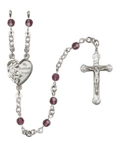 Guardian Angel Heart R9574#2 4mm Rosary Available in 16 colors