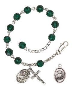Saint Christopher / Marines RB0866-9022--4 6mm Rosary Bracelet Available in 19 colors