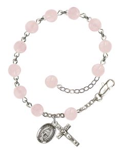 Miraculous RB0936PK 6mm Rosary Bracelet Pink Quartz