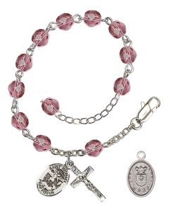 Saint Michael / Air Force RB2400-9076--1 6mm Rosary Bracelet Available in 15 colors
