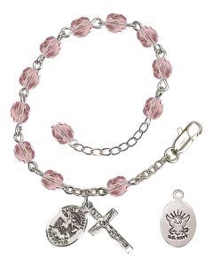 Saint Michael / Navy RB2400-9076--6 6mm Rosary Bracelet Available in 15 colors