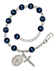 Miraculous RB5816 6mm Rosary Bracelet Dark Blue Pearl
