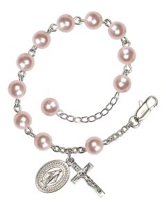 Miraculous RB5816 6mm Rosary Bracelet Rosaline Pearl