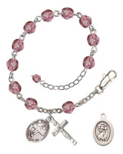 Saint Christopher/Volleyball RB6000-9138 6mm Rosary Bracelet Available in 12 colors