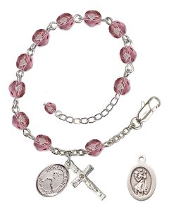 Saint Christopher/Softball RB6000-9145 6mm Rosary Bracelet Available in 12 colors