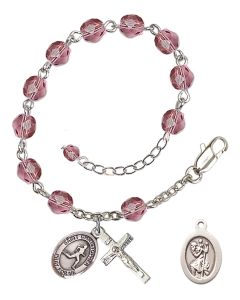 Saint Christopher/Track & Field RB6000-9149 6mm Rosary Bracelet Available in 12 colors