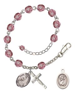 Saint Christopher/Ice Hockey RB6000-9155 6mm Rosary Bracelet Available in 12 colors