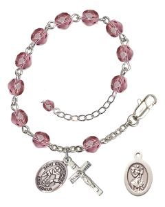 Saint Christopher/Wrestling RB6000-9159 6mm Rosary Bracelet Available in 12 colors