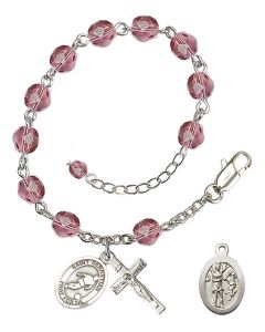 Saint Sebastian/Soccer RB6000-9164 6mm Rosary Bracelet Available in 11 colors