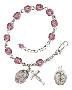 Saint Sebastian/Tennis RB6000-9166 6mm Rosary Bracelet Available in 12 colors