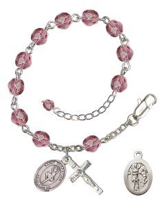 Saint Sebastian/Dance RB6000-9173 6mm Rosary Bracelet Available in 12 colors