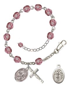 Saint Sebastian/Field Hockey RB6000-9178 6mm Rosary Bracelet Available in 12 colors